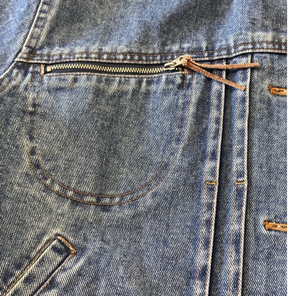 Lauren Jeans Co Ralph Lauren Denim Jacket L Blue Good Bird Patch Zipper Pockets - Picture 11 of 16